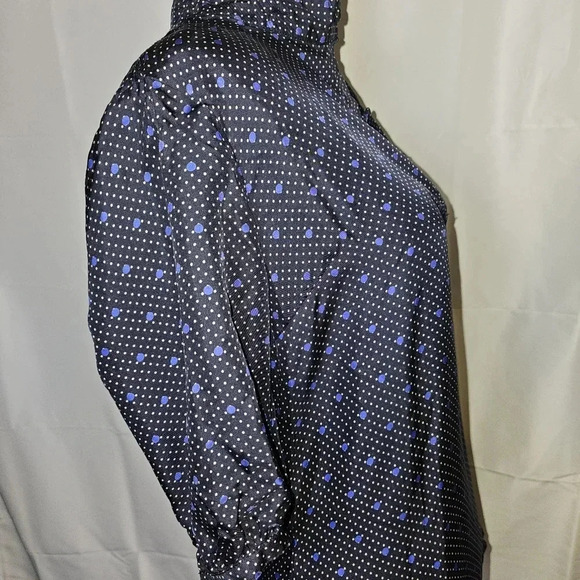 Ben Sherman 100% Silk Navy Blue / White Polka Dot Womens Blouse SZ SMALL - Picture 3 of 12